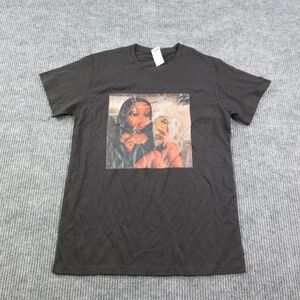 Smoking Bratz Doll Shirt Mens M Black Cotton Crew Neck HALOO Graphic Print Tee